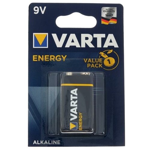 Батарейка алкалиновая Varta Energy, 6LR61-1BL, 9В, крона, блистер, 1 шт. батарейка алкалиновая varta longlife 6lr61 1bl 9в крона блистер 1 шт