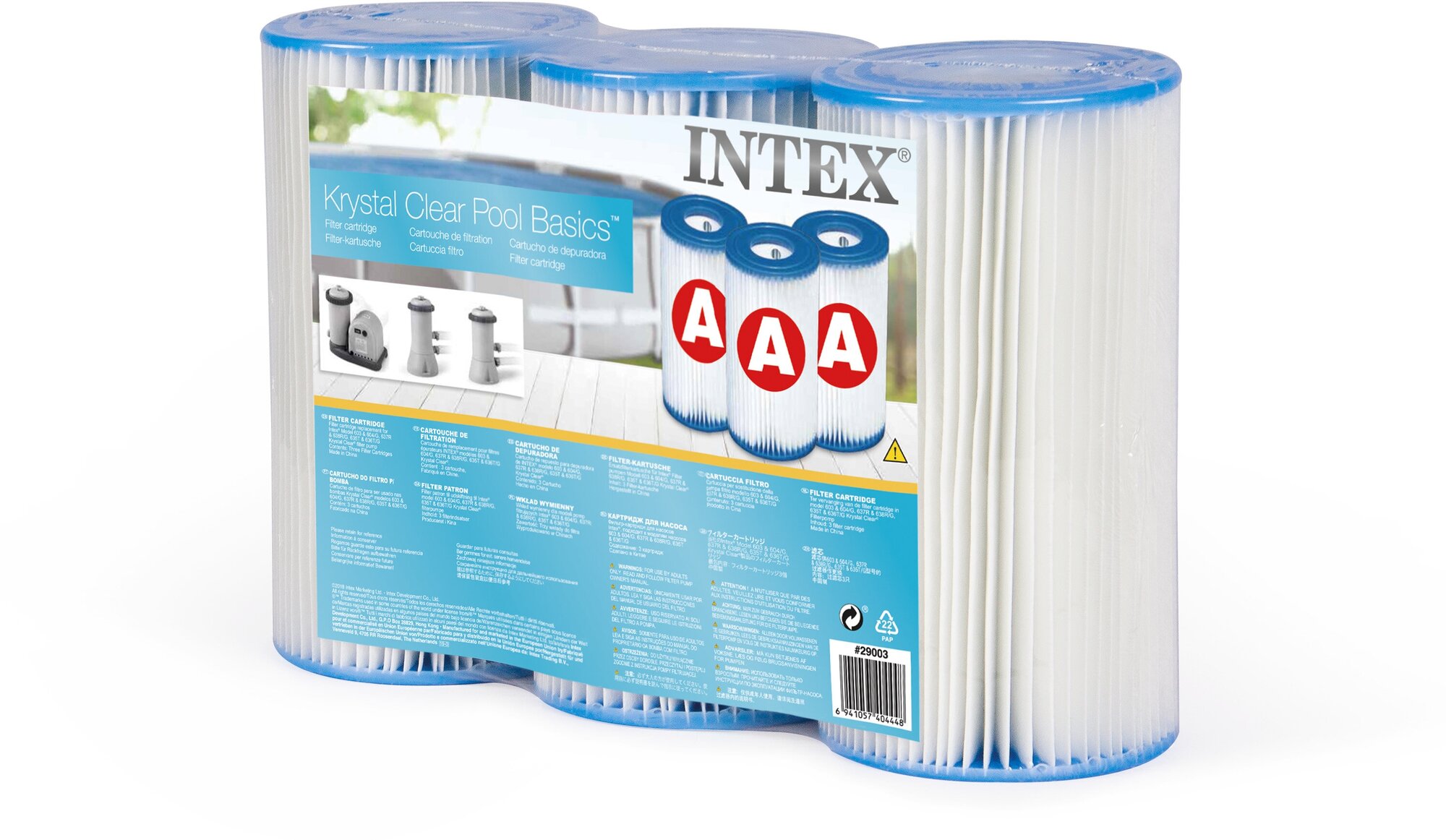 Сменный картридж 3 шт для фильтр насоса Intex Тип А Intex 29003