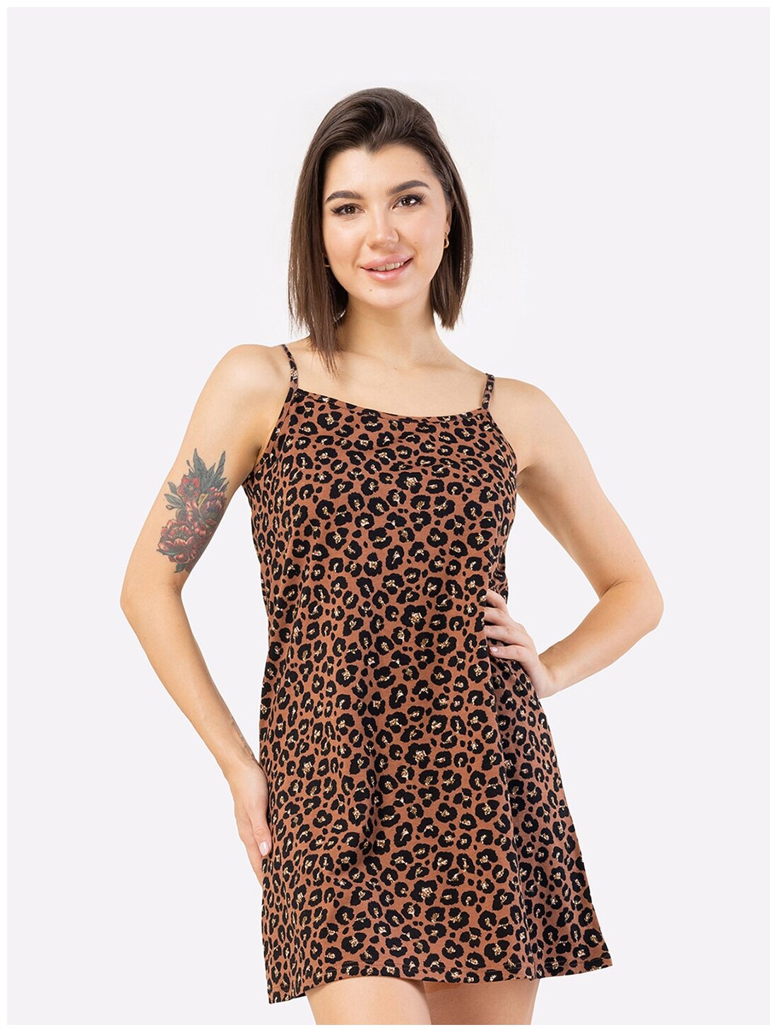 Сорочка женская HappyFox, HF3000MSP размер 44, цвет леопард - фотография № 1