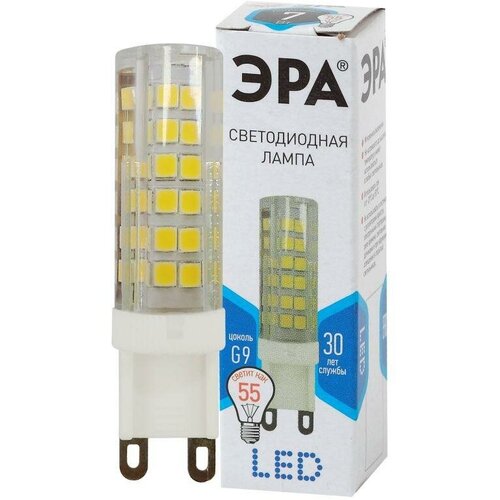 Лампа светодиодная JCD-7w-220V-corn ceramics-840-G9 560лм ЭРА Б0027866 лампа светодиодная эра g9 7w 4000k прозрачная led jcd 7w cer 840 g9 б0027866