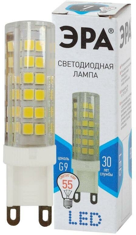 Лампа светодиодная JCD-7w-220V-corn ceramics-840-G9 560лм ЭРА Б0027866