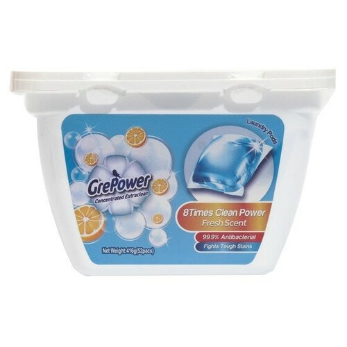 Средство для стирки GrePower Супер-Чистота в растворимых капсулах, 416 гр. 52 шт 1/36