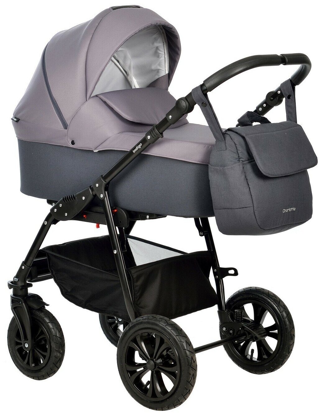 Коляска 2в1 Indigo CHARLOTTE Sity cs 03 (т.серый+фиолетовый)