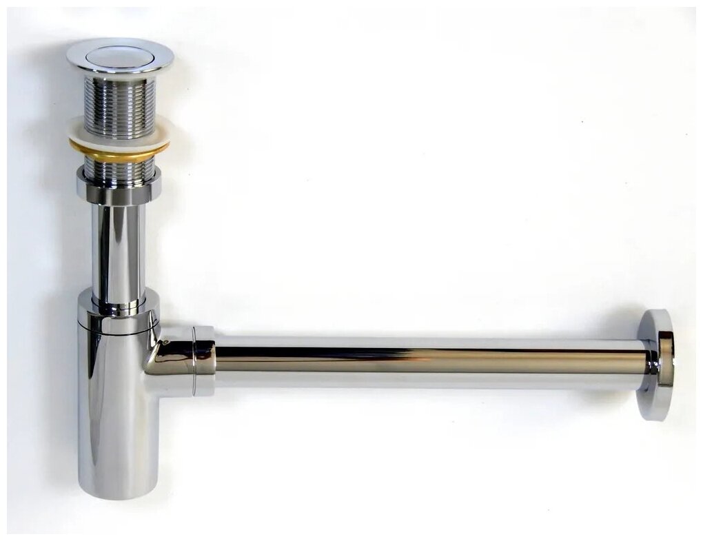 Сифон для раковины с отводом в стену и с донным клапаном AICITY КН028 без перелива хром