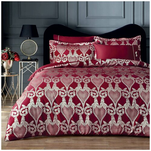 Комплект постельного белья Tivolyo home BERTA, евро, бордовый