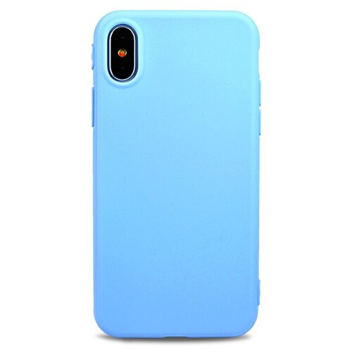 Матовый силиконовый чехол для iPhone X и XS / Ультратонкий чехол на Айфон Х и Хс (Голубой)