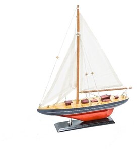 Фото Настольный декор модель Парусной яхты 30х42 см, Дерево, Ткань