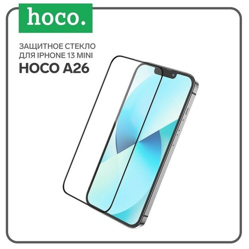 Защитное стекло Hoco A26, для iPhone 13 mini, с защитной сеткой для микрофона, черная рамка защитное стекло теропром 7687078 hoco g1 для iphone 13 mini пэт слой анти отпечатки черная рамка