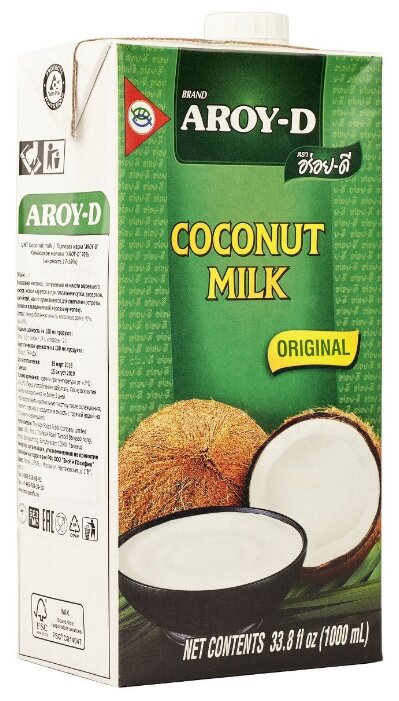 Молоко кокосовое Aroy-D Original 70% 17%, 1 л