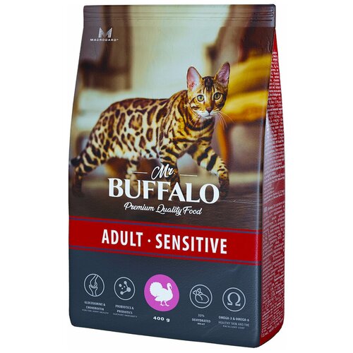 Mr.Buffalo Adult sensitive сухой корм для взрослых кошек с индейкой 400гр