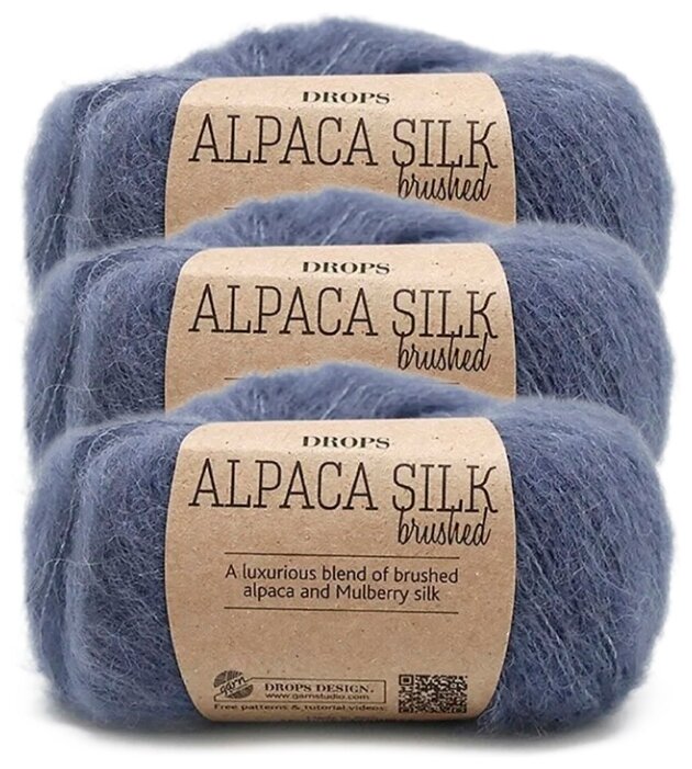Пряжа DROPS Brushed Alpaca Silk, 77 % альпака, 23 % шелк, 25 г, 140 м, 3 шт.