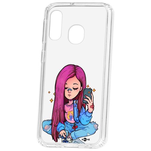 фото Чехол на samsung galaxy a40 kruche print pink hair