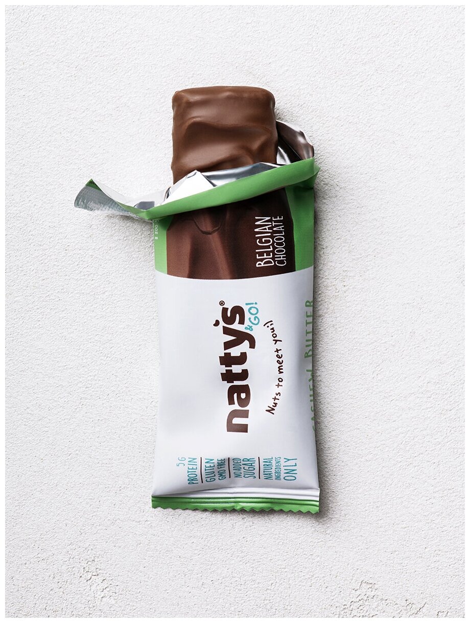 Шоколадный батончик без сахара Nattys Cashew с кешью пастой, покрытый бельгийским молочным шоколадом, 45 г - фотография № 3