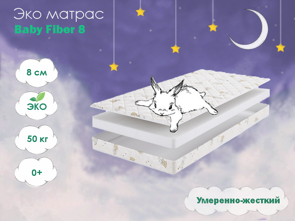 Матрас детский беспружинный Beautyson Baby Fiber 8 80*160, без клея