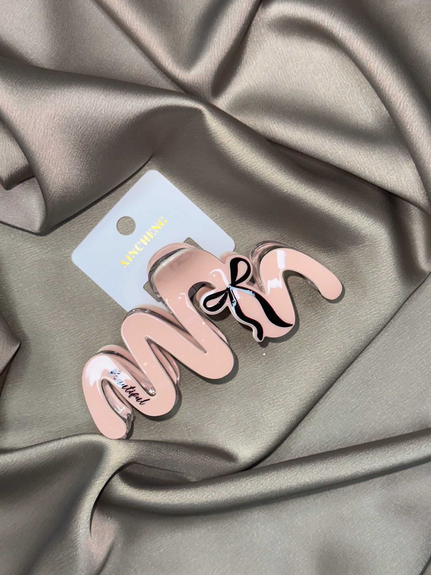 Стильная , модная заколка "спиралька", премиум-качество люкс, в корейском стиле, цвет персиковый