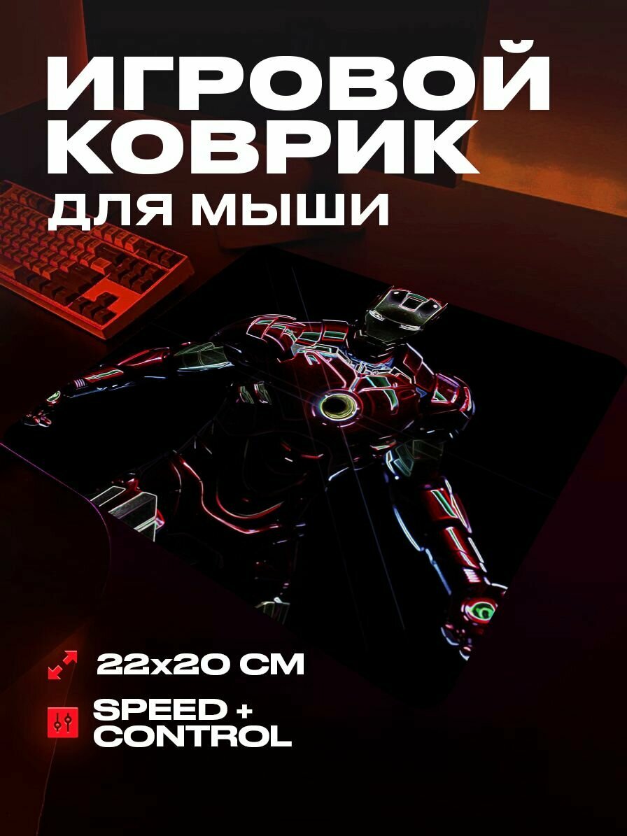 Коврик для мыши игровой Железный человек 22 на 20 аниме
