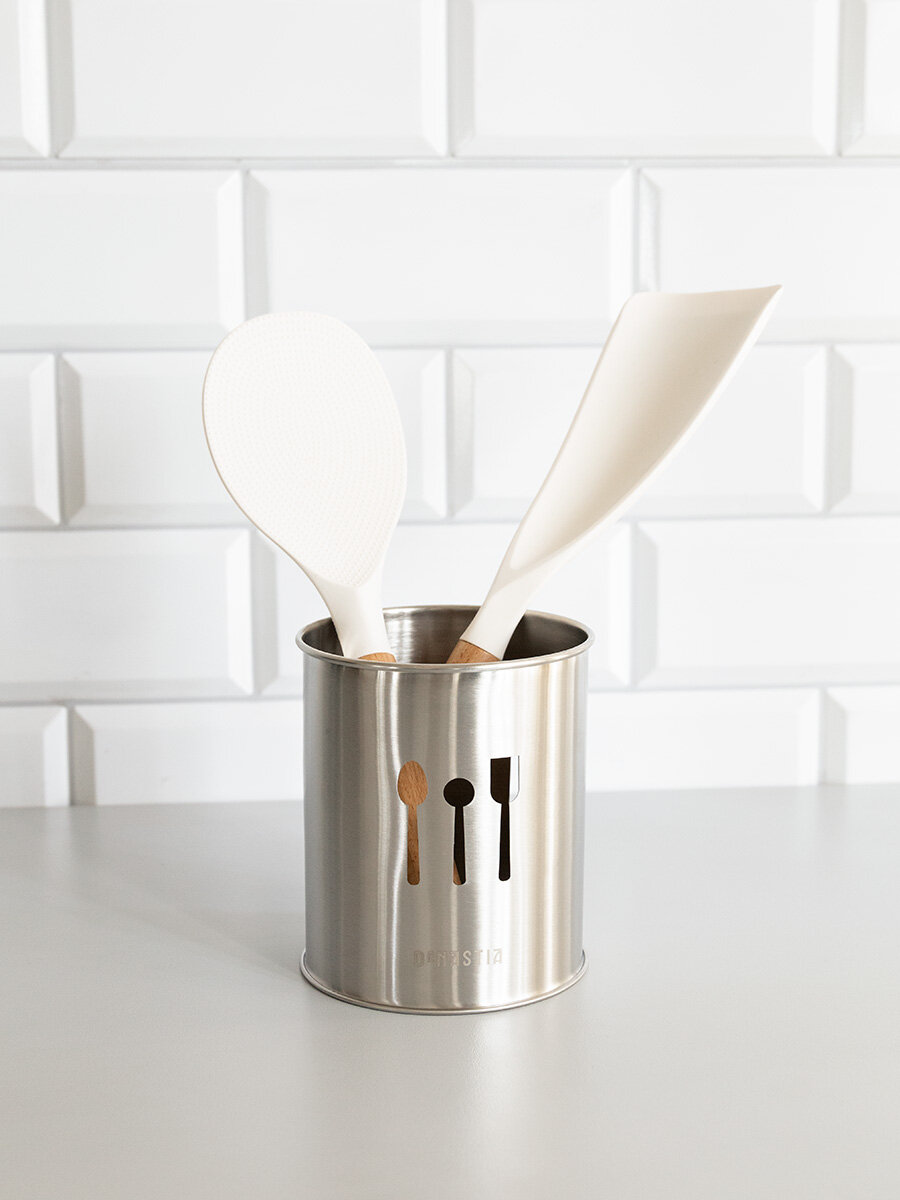 Стакан под столовые приборы DeNASTIA 10x12см, нерж. сталь A000253 — фото 1