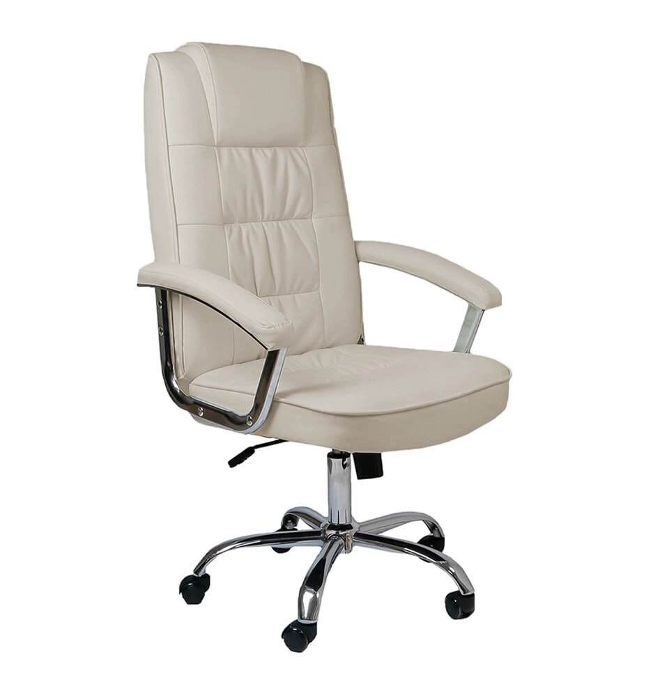 Офисное кресло LEO CHROME, с кожаной обивкой, с колесами/Офисное кресло