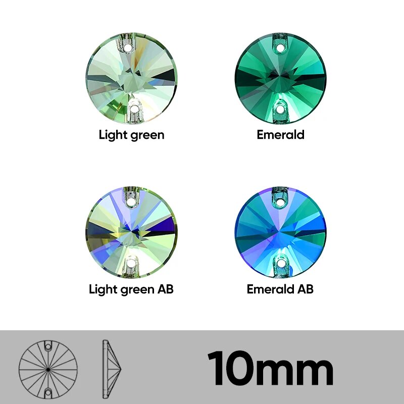 Стразы Green Series для рукоделия Emerald AB, 10mm-45Pcs