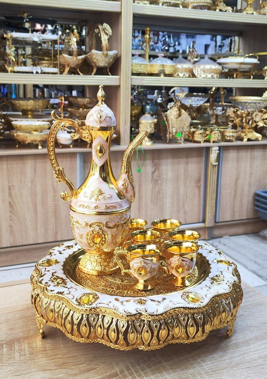 Набор Zam Zam для воды, 7 предметов, золотой, с узорами, для Хаджа, Умры и Рамадана