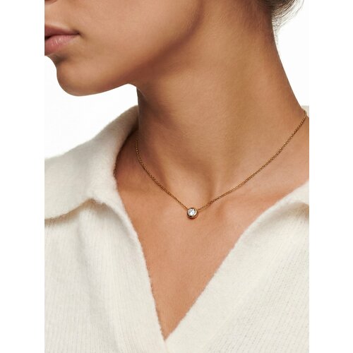 Колье LU Jewel, фианит, длина 36 см, золотой