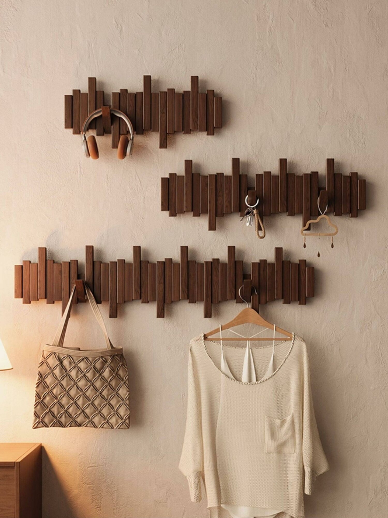 Вешалка сова на балконе «Пианино», настенная, дерево, 8 крючков — фото 1