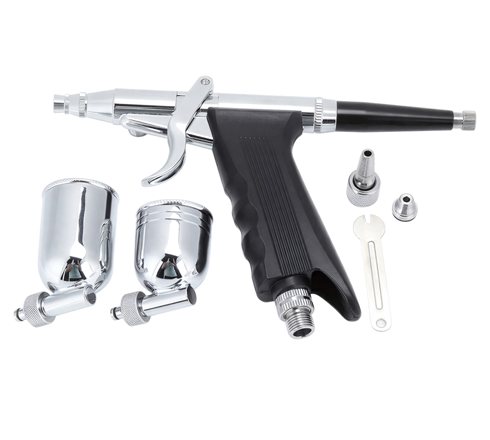 Аэрограф краскораспылитель, профессиональный, металлический корпус, сменные резервуары — фото 1
