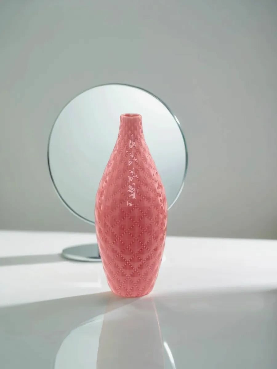 Ваза "Синий квадрат", керамическая, настольная, цвет розовый, 28 см