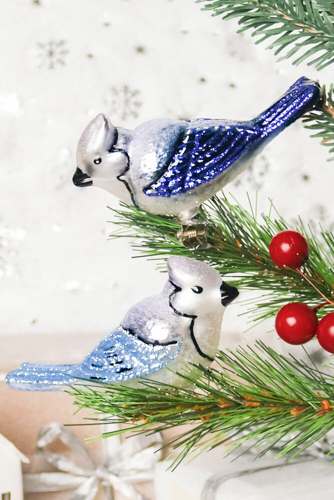 Набор ёлочных игрушек птички газолье, стекло, 7 см, 2 шт, Kaemingk 121390-набор