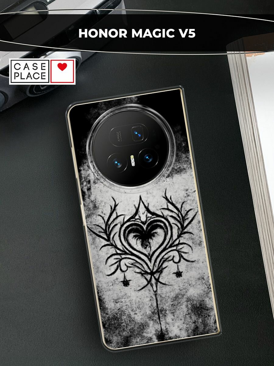Чехол на Honor Magic V5 / Хонор Мэджик V5 с принтом Тату сердце на стене