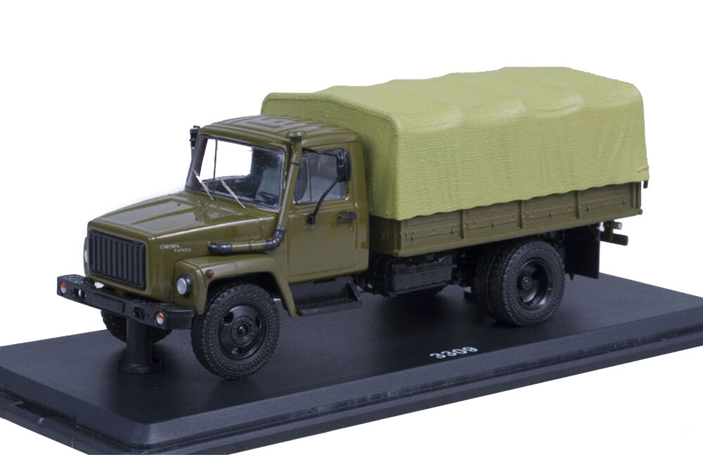 Модель коллекционная SSM Горький 3309 двиг Д-2457 diesel turbo с тентом хаки