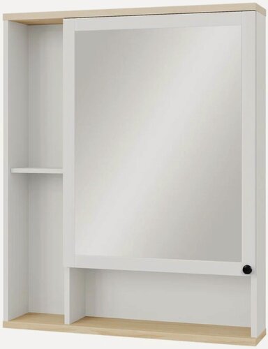 Изображение товара Шкаф с высоким зеркалом на эмали и открытой полкой из массива ясеня 80х98х16 (ШхВхГ) правый