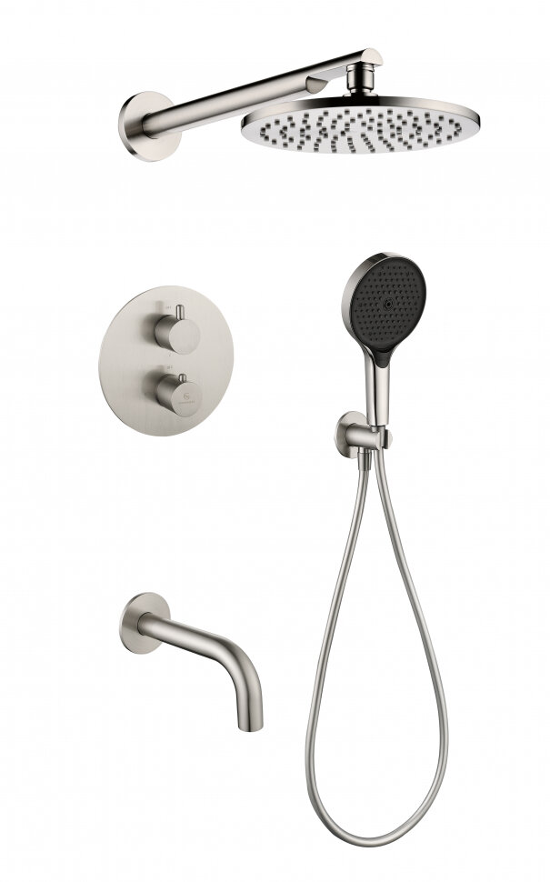 Душевая система Grocenberg GB5091, скрытый монтаж, никель, с термостатом