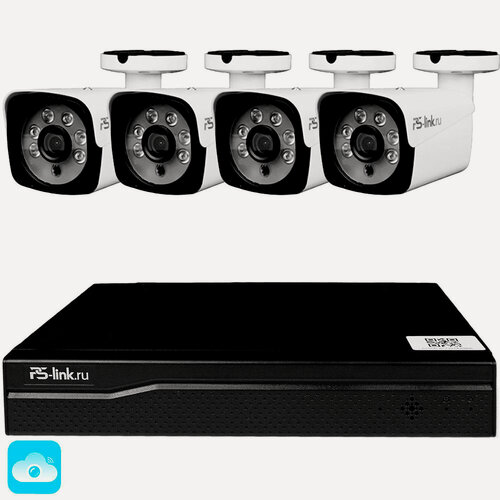 Изображение товара WI-FI Комплект видеонаблюдения с 4 камерами 5Мп PS-Link KIT-W504TB для улицы, микрофон, приложения IP Pro, Eseecloud