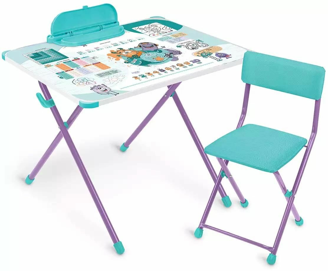 Комплект детской мебели Nika Монстры NK75/ММ, стол-парта высота 580, 625 мм, пенал, стул мягкий