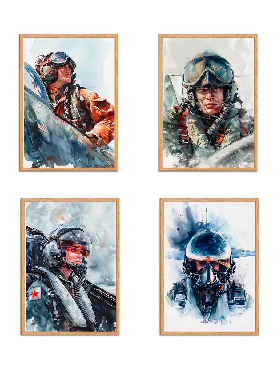 Птица киви Пилот, 4 Плаката, 30x21см