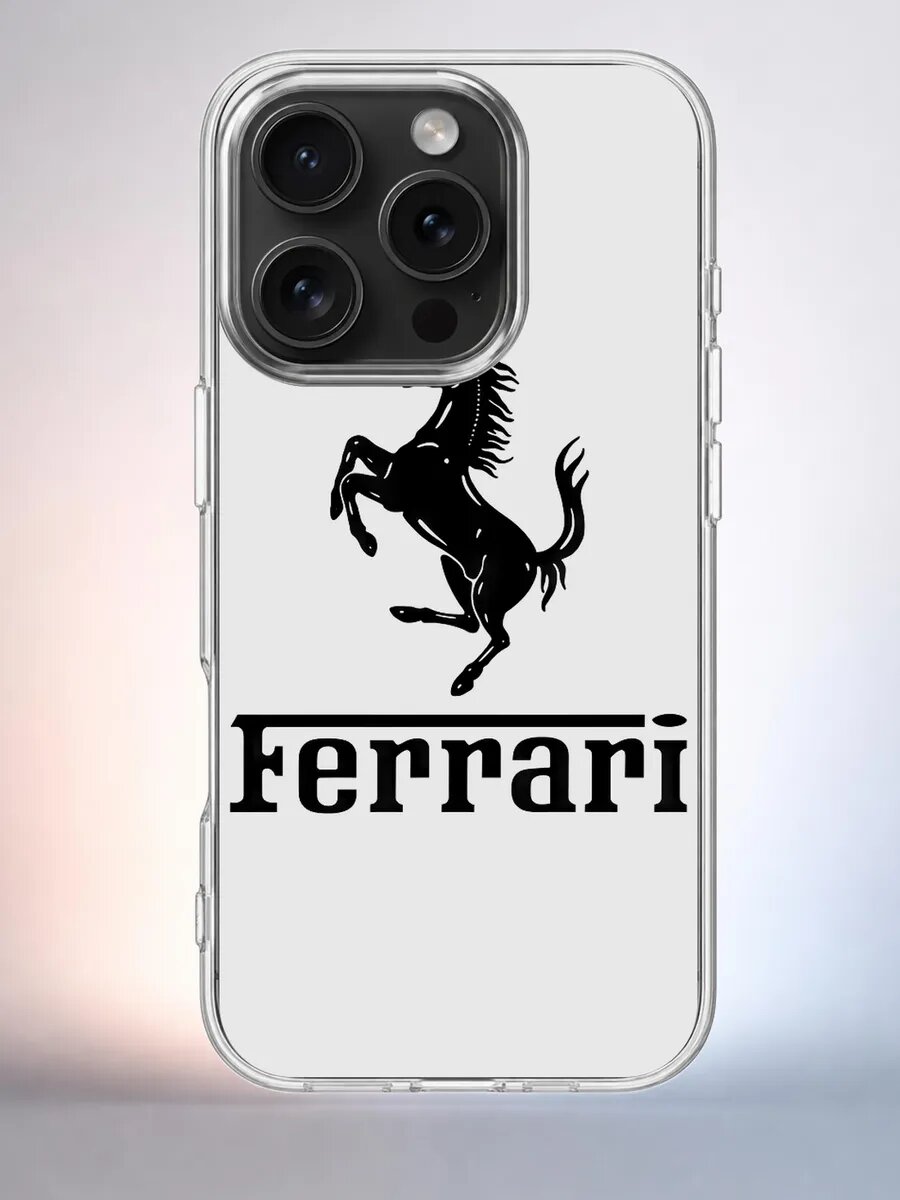 Чехол iPhone 15 Pro ferrari силиконовый прозрачный