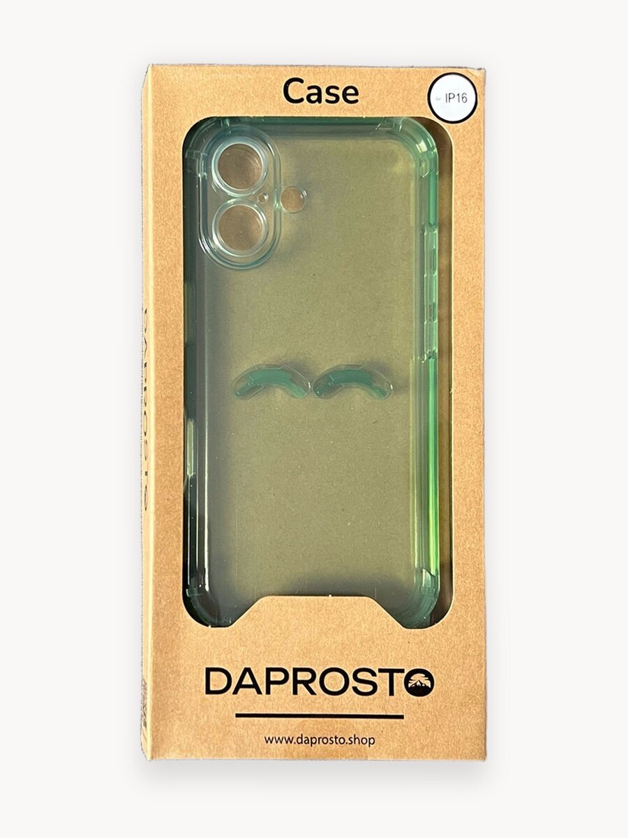 Чехол DAPROSTO для iPhone 14 Pro, прозрачно-зеленый Transparent customizable чехол с креплением для шнурка (без шнурка)