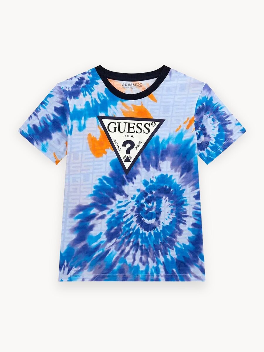Футболка GUESS, размер 8 лет, голубой/желтый