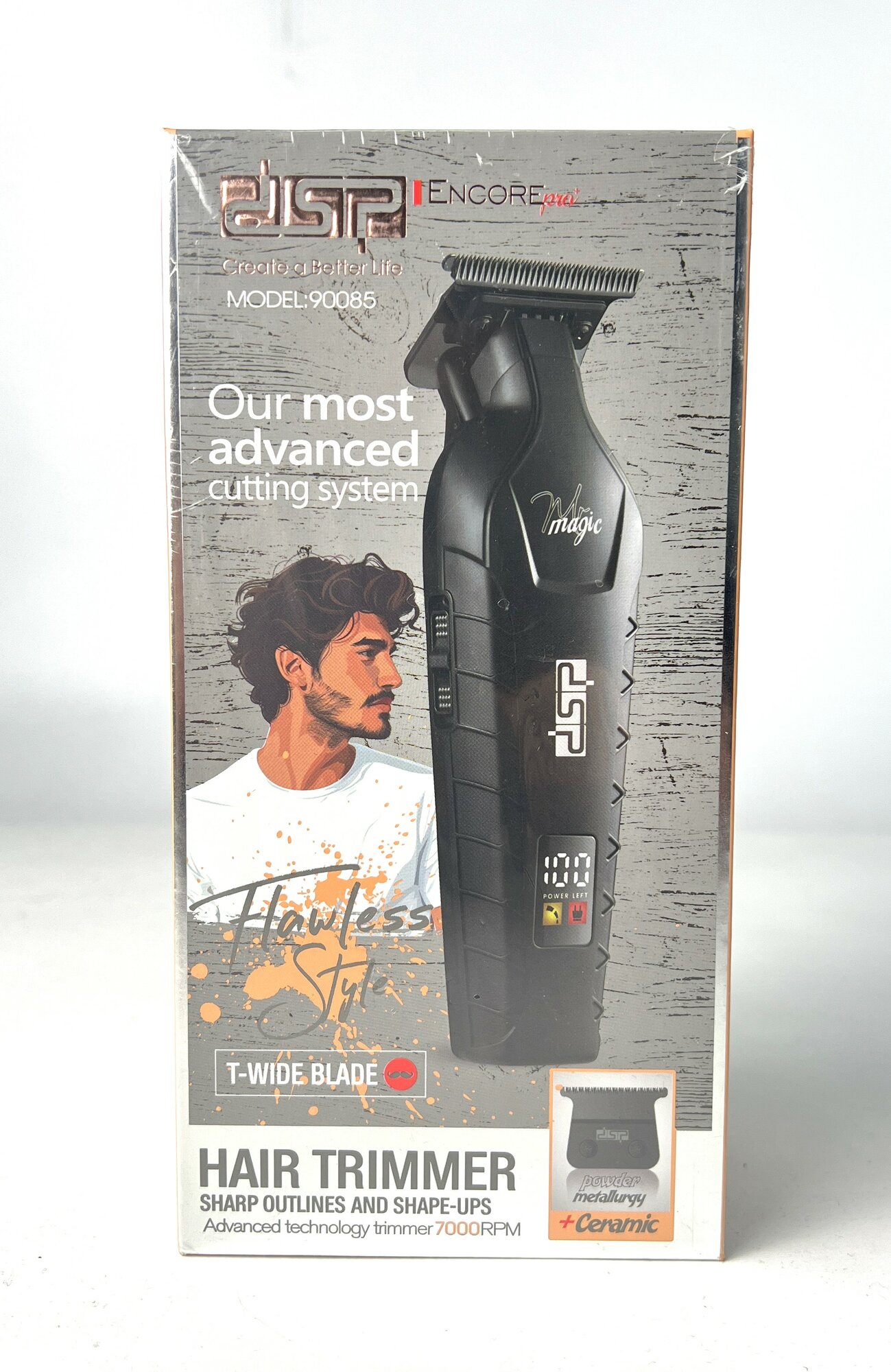 Машинка для стрижки DSP-90085, нержавеющая сталь, 12мм, 4 насадки, черная