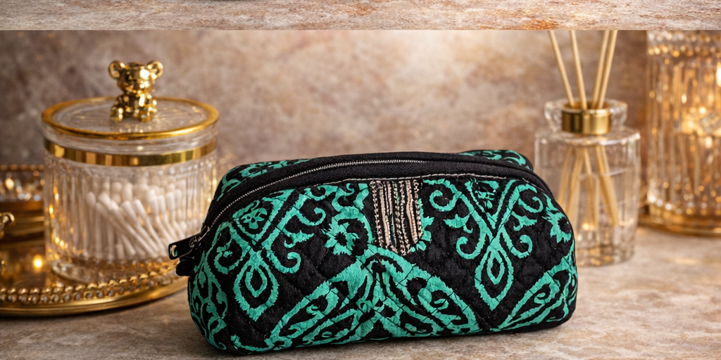 Косметичка высота: 9 см., длина: 20 см., , зеленый/белый — фото 1