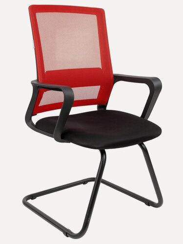 Изображение товара Конференц кресло CHAIRMAN 606 V ткань/сетка, черный/красный офисный стул на полозьях со спинкой сеткой