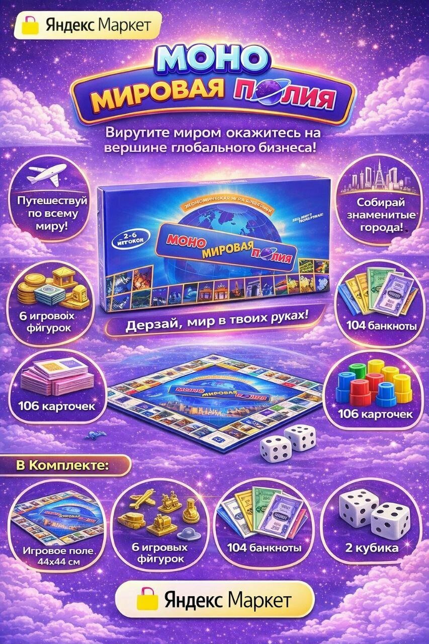 Настольная игра Monopoly "Мировая Монополия", развивающая, от 5 лет