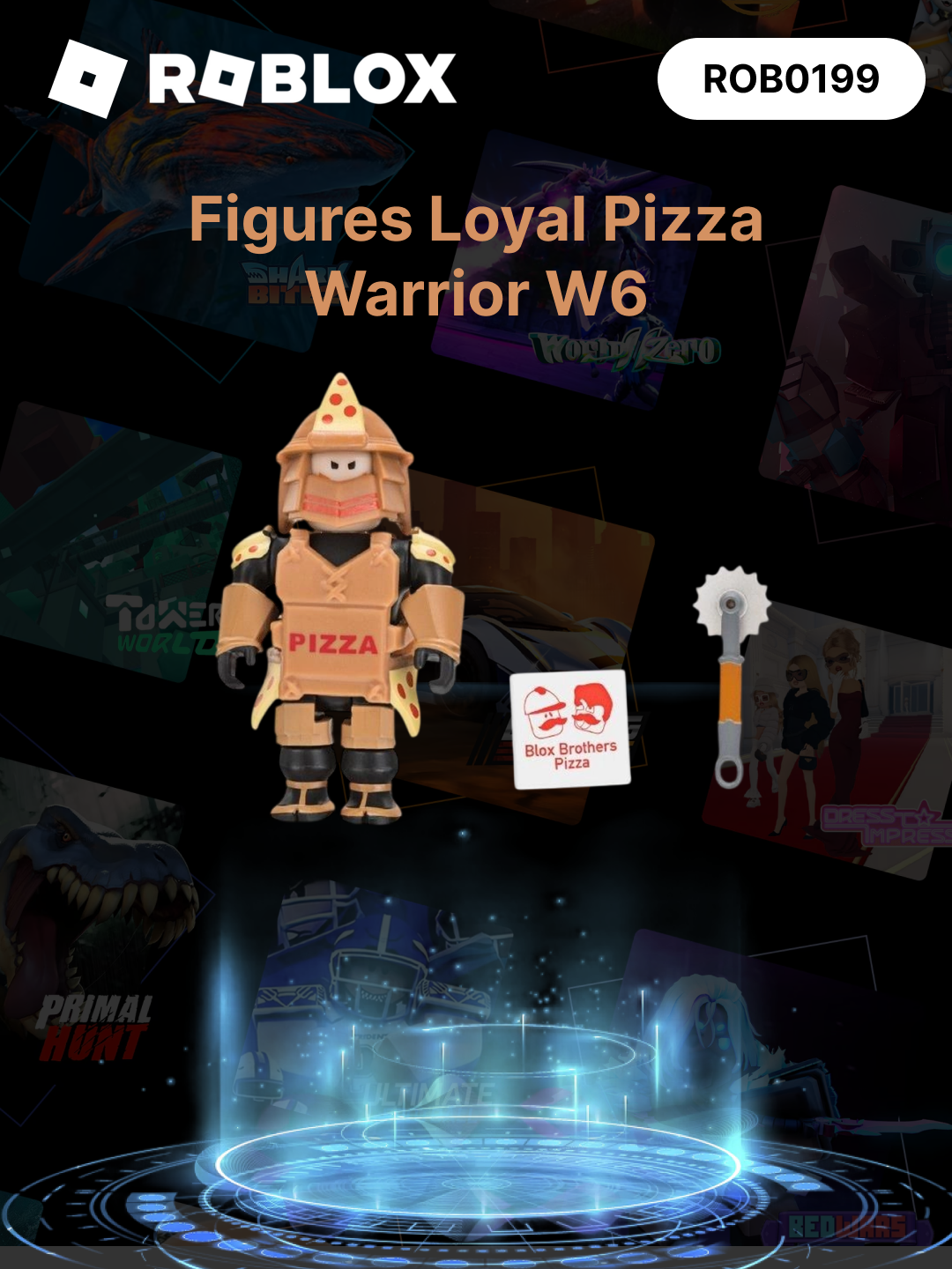 Фигурка Roblox "Верный Воин Пиццы", 12см, пластик, для мальчиков, оранжевый, ROB0199