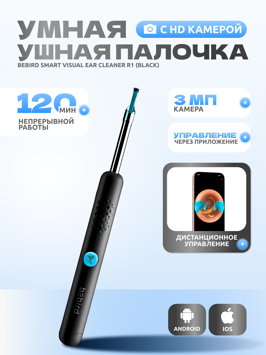 Умная ушная палочка Bebird Smart Visual Ear Cleaner R1 (Black)