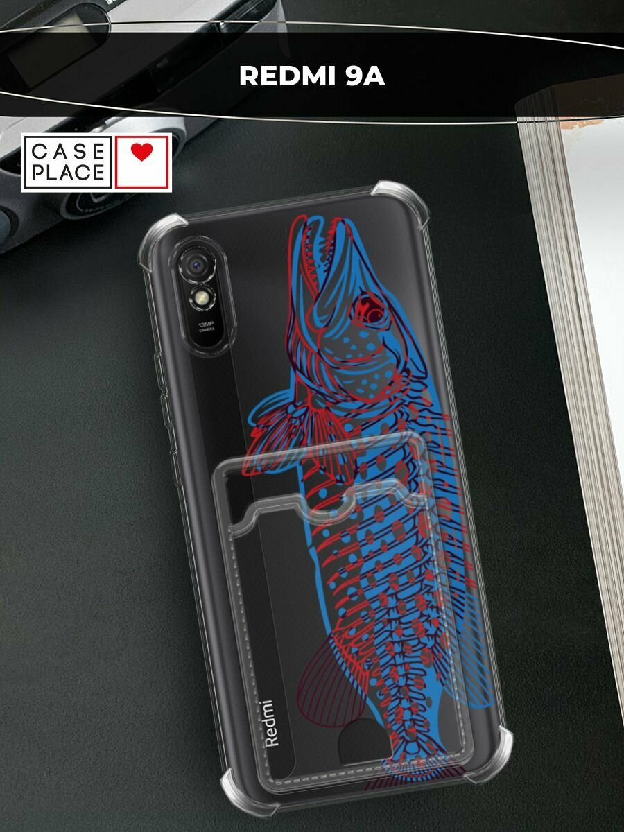 Чехол на Xiaomi Redmi 9A (Сяоми Редми 9А) с картой и принтом Рыба вертикаль