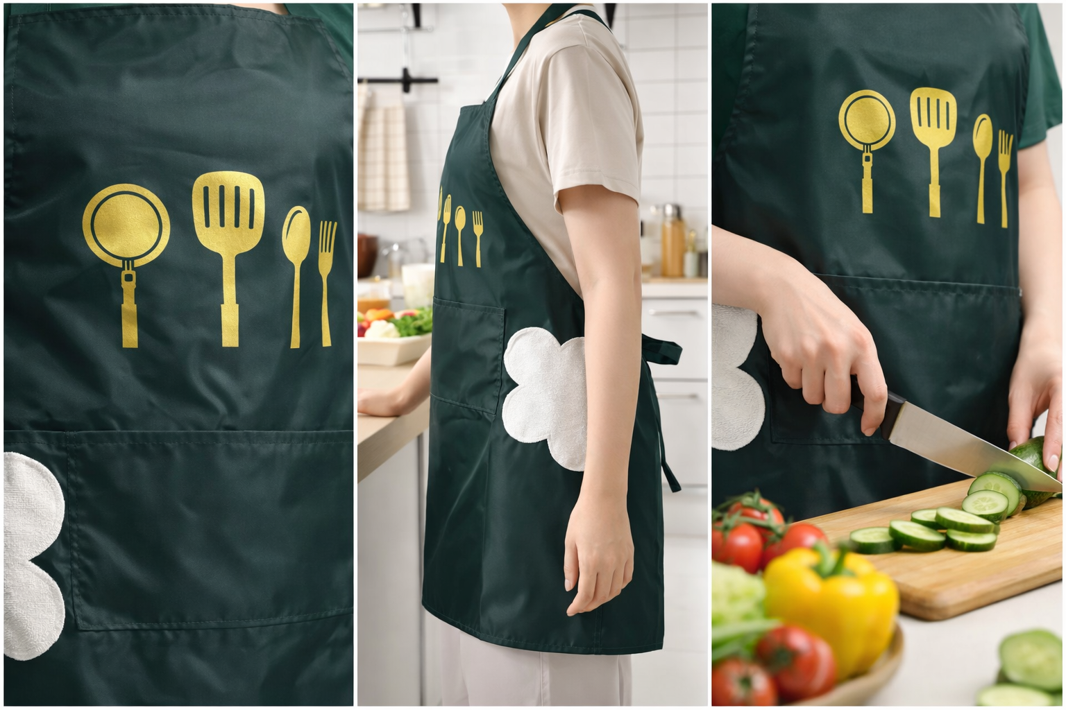 Фартук кухонный непромокаемый премиум — с боковыми полотенцами и карманом для телефона