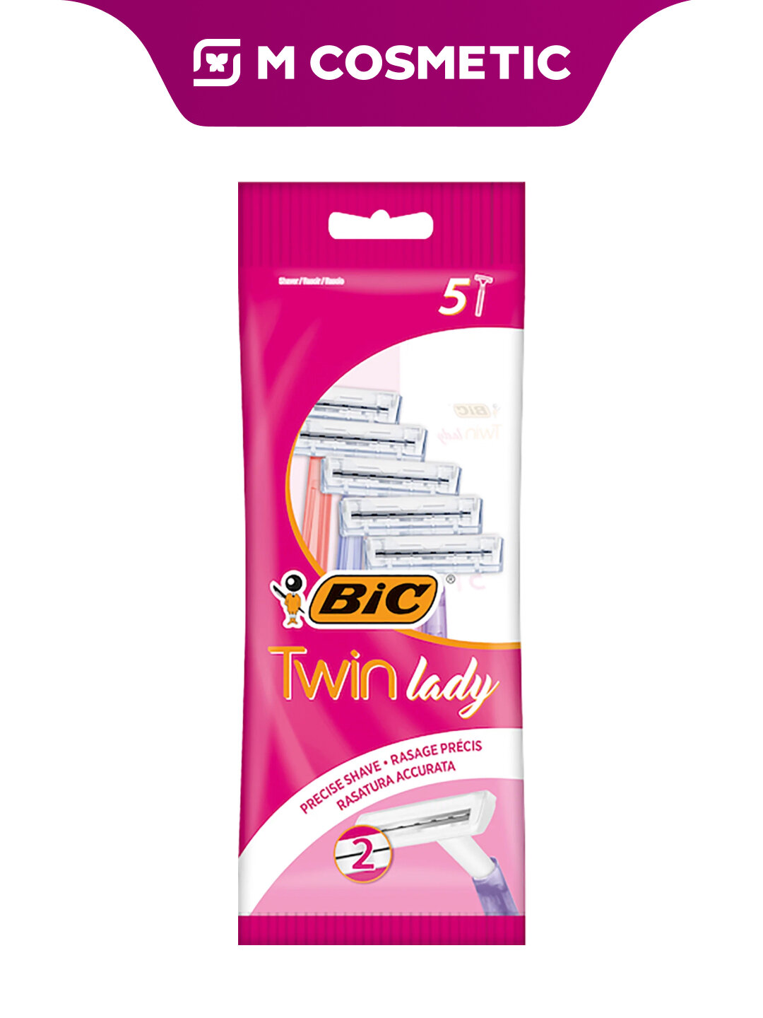 Бритвенный станок BIC Twin Lady, женский, одноразный, 2 лезвия, 5 штук