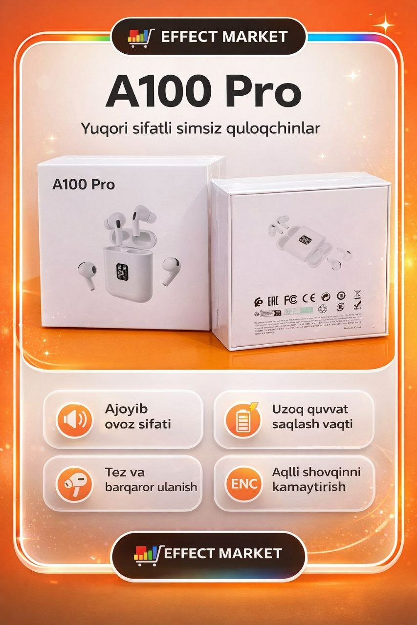 Беспроводные наушники AirPods A100 Pro, для iOS и Android, и для Windows — фото 1