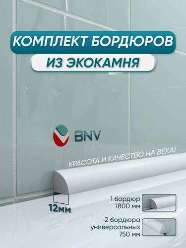 Изображение товара Комплект акриловых бордюров для ванной ПШ12 (3шт), белый цвет, глянцевая поверхность